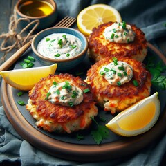 Crab Cakes &ndash; Pan seared crab patties with remoulade sauce and
