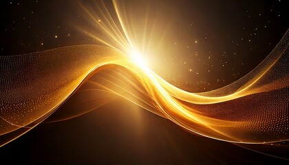 黄金の光が流れる幻想的なデジタルアート