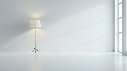 Minimalist table lamp in a bright clean interior space