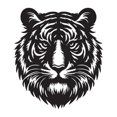 Tiger head silhouette vector art illustration