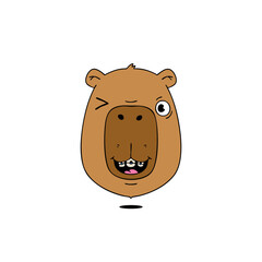 Funny capybara with braces. Trendy vector illustration.