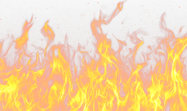 Intense Cinematic Fire Blaze with Heat and Flames Overlay Effect Isolate on Transparent Background, cutout, png