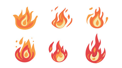 Collection of Red and Orange Cartoon Fire Flames Vector Graphic for Bold and Energetic Designs