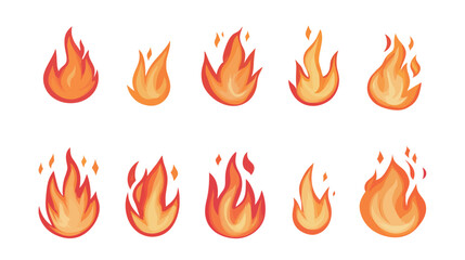 Collection of Red and Orange Cartoon Fire Flames Vector Graphic for Bold and Energetic Designs