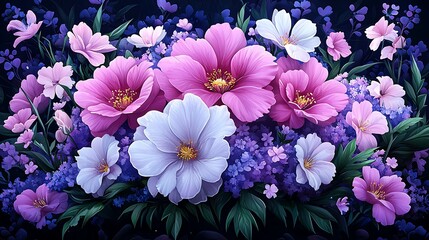 Pink  White Cosmos Floral Bouquet.