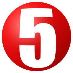 Number five in red circle on transparent background