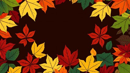 Round Autumnal Leaves Frame Isolated