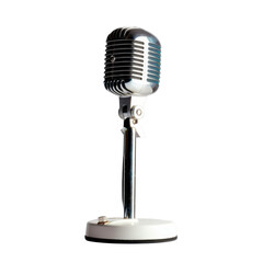 Fototapeta premium Retro Vintage Microphone on a Stand with Bright Silver and Elegant Base