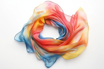 Obraz premium Vibrant Hand-Dyed Silk Scarf Sunset Hues, Soft Texture, and Luxurious Feel