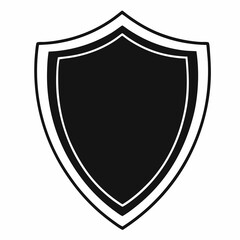 A shiny silver vector shield icon with a heraldic design for security and protection