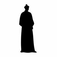 Silhouette of a woman and child standing together, with a business-inspired fashion style, in a vector illustration of walking or dancing poses