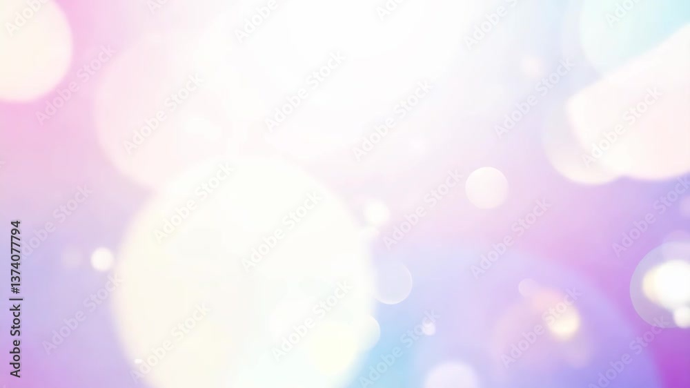 Poster a blue and white background with a green object in the middle. the object is blurry and has a shiny 