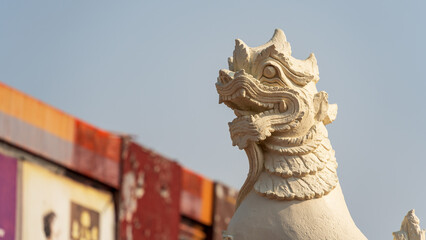 White temple guardian dragon statue