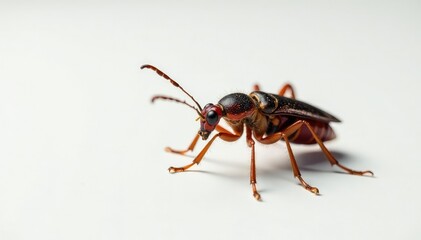Fototapeta premium Close-up of a single insect on white background, white background bug, white