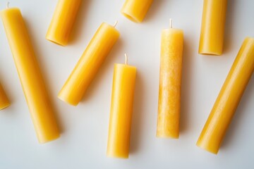 Natural Beeswax Candles  A Collection of Honey-Colored Cylindrical Candles