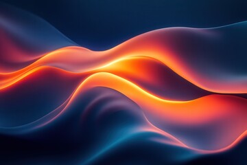 Abstract waves of glowing orange and blue create a dynamic and fluid visual experience in this digital artwork.