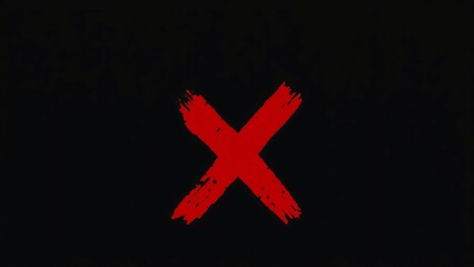 Bold Grunge Red 'X' Sign on Black Background