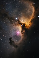 Obraz premium A star and a cloud of gas can be found in the immense reaches of the universe.