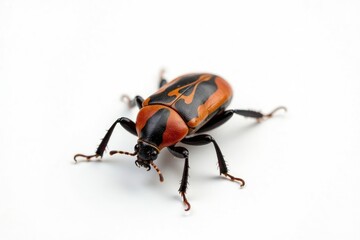 Single bug meticulously isolated against stark white backdrop, nature, arthropod, isolated