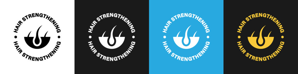 Hair Strengthening - label for product. Vector isolated on backgrounds.