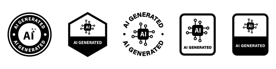 AI Generated vector labels for content or image. Signs isolated on white background.