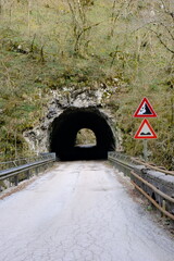 tunnel with rockfall panel in the mountain