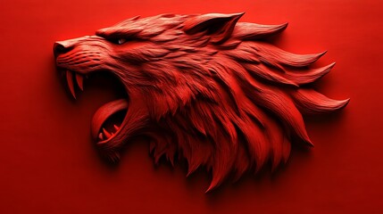 Red Wolf Head Profile Fierce Artistic Sculpture