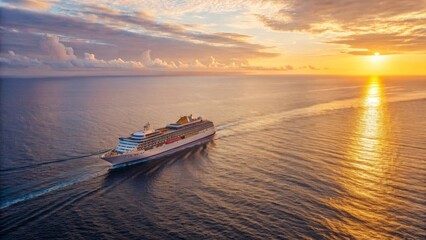 Fototapeta premium luxury cruise ship gliding through deep blue ocean
