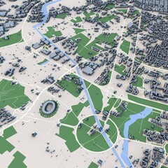 Bari City Italy Map, 3D Rendering