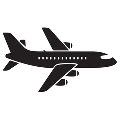 plane icon illustration Silhouette Vector Black. with white background