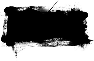 black ink brush painting blank space banner label grunge graphic element artistic