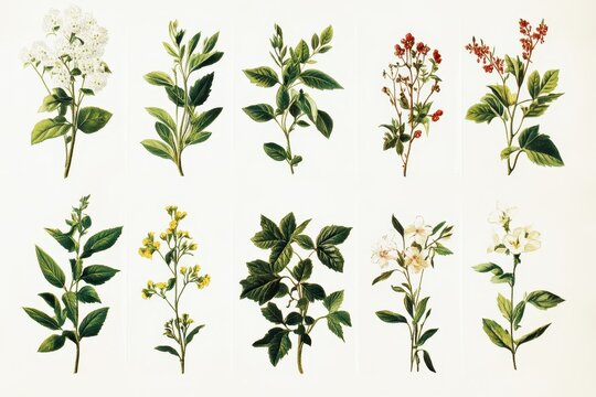 Botanical Illustration Collection of Exquisitely Rendered Plant Specimens