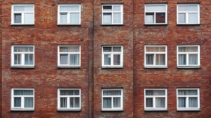 Fototapeta premium Architectural Design of Residential Rear Facades with Windows, Urban Buildings Concept