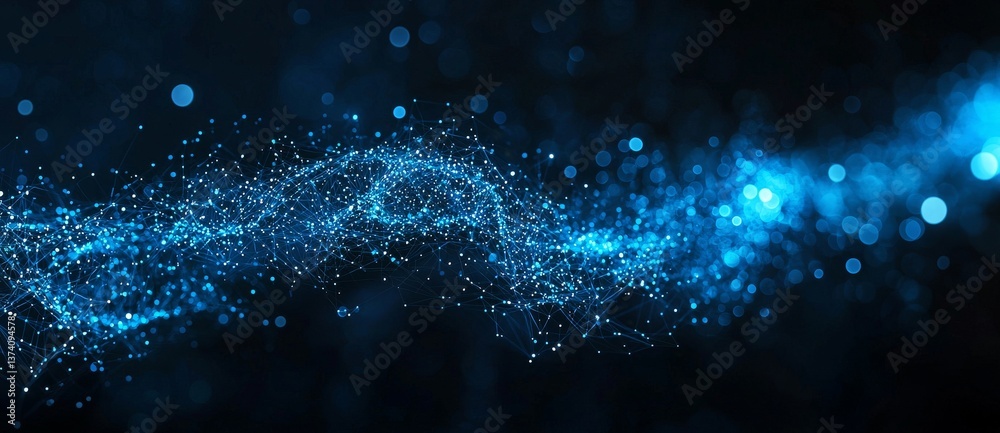 Wall mural the representation of technology concept involves abstract and futuristic blue dots and lines that a