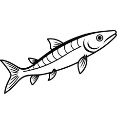 Vector illustration of a fish in the ocean with aquatic elements like water, fins, and marine life