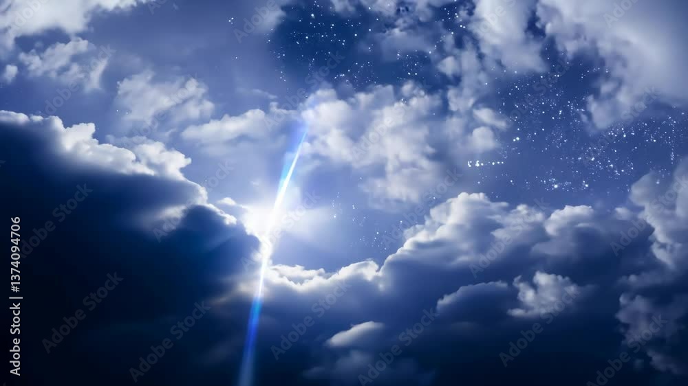 Aufkleber the sky is filled with dark clouds, but a bright sun is shining through them, creating a beautiful c
