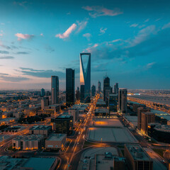 riyadh skyline at dusk, saudi arabia cityscape, urban twilight view