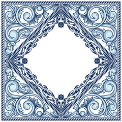 Decorative ornate retro floral blank card template