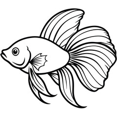 Vector illustration of a cartoon fish in a tribal style with ocean and nature elements