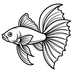 Vector illustration of a fish on black and white backgrounds with a marine theme