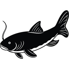 Vector illustration of a fish on a hook in the ocean
