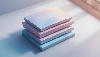 Fototapeta premium Creative flat layered minimalist artwork display bright studio image calm environment top-down view abstract concept for design inspiration