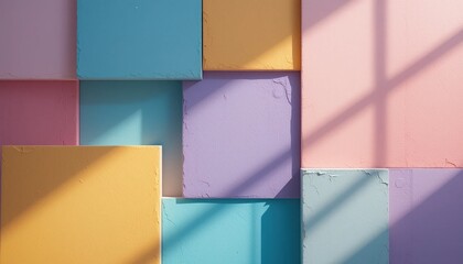 Fototapeta premium Vibrant abstract wall art installation urban studio photography brightly colored natural light creativity and design concepts