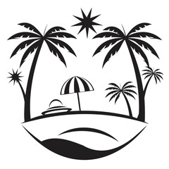 Summer elements silhouette Vector illustration isolated on a transparent background