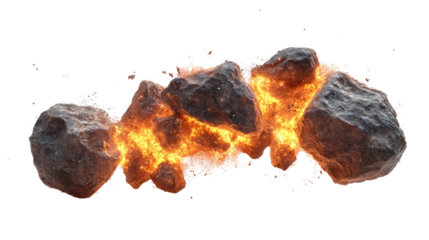 Celestial Collision: Witness the dramatic impact of a celestial body, as a meteor erupts with fiery energy, a visual spectacle of cosmic forces.