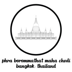 Circle Icon Phra Borommathat Maha Chedi. Vector illustration
