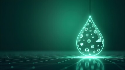 Fototapeta premium The world of data in water droplets
