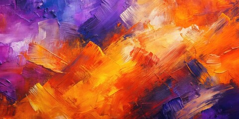 Naklejka premium Vibrant Hues of Orange and Purple in an Abstract Impasto Painting Style