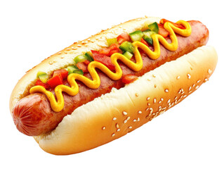 Isolated Hot Dog with Relish and Mustard