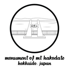 Circle Icon Monument of Mt Hakodate. Vector illustration